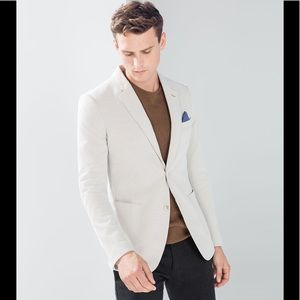 Beige Piqué Blazer with elbow patches from Zara